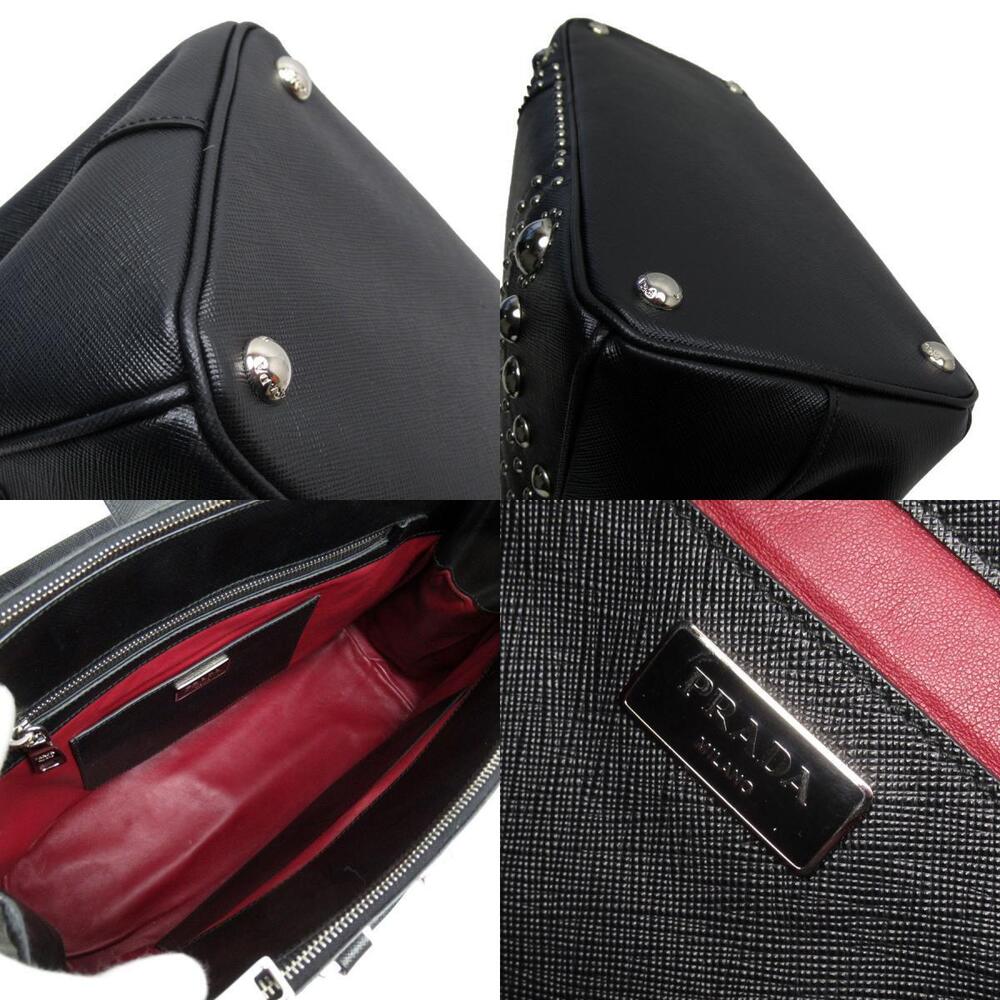 Prada 2way Shoulder Bag studs leather metal black silver - Picture 4 of 5